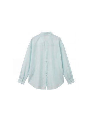 CUBIC Lyocell Oversized Sheer Button-Down Shirt