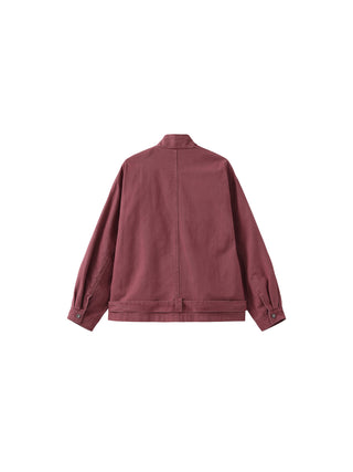 Stand-Collar Washed Twill Utility Jacket