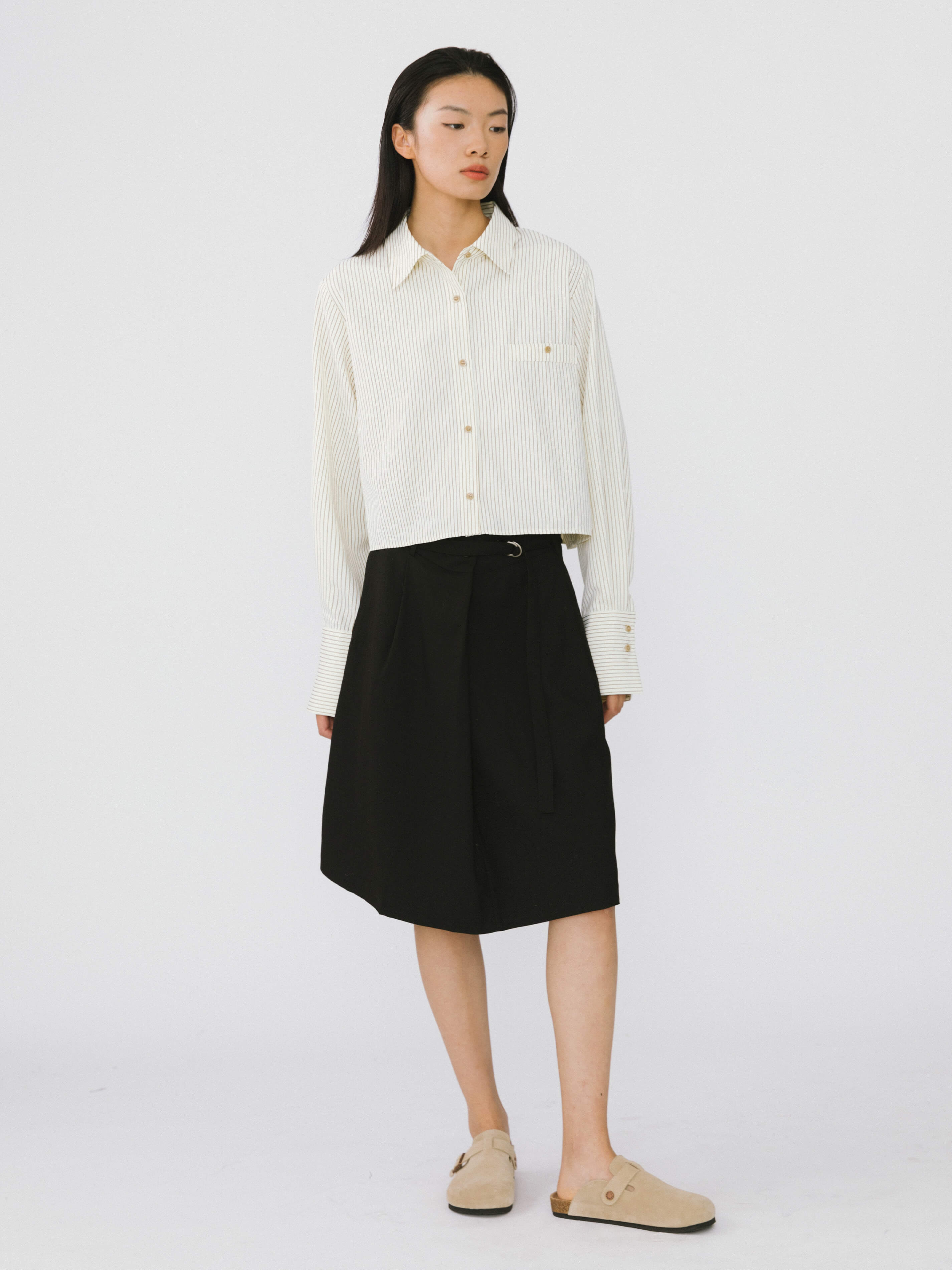 A-line Round Skirt with Wool Blend-14
