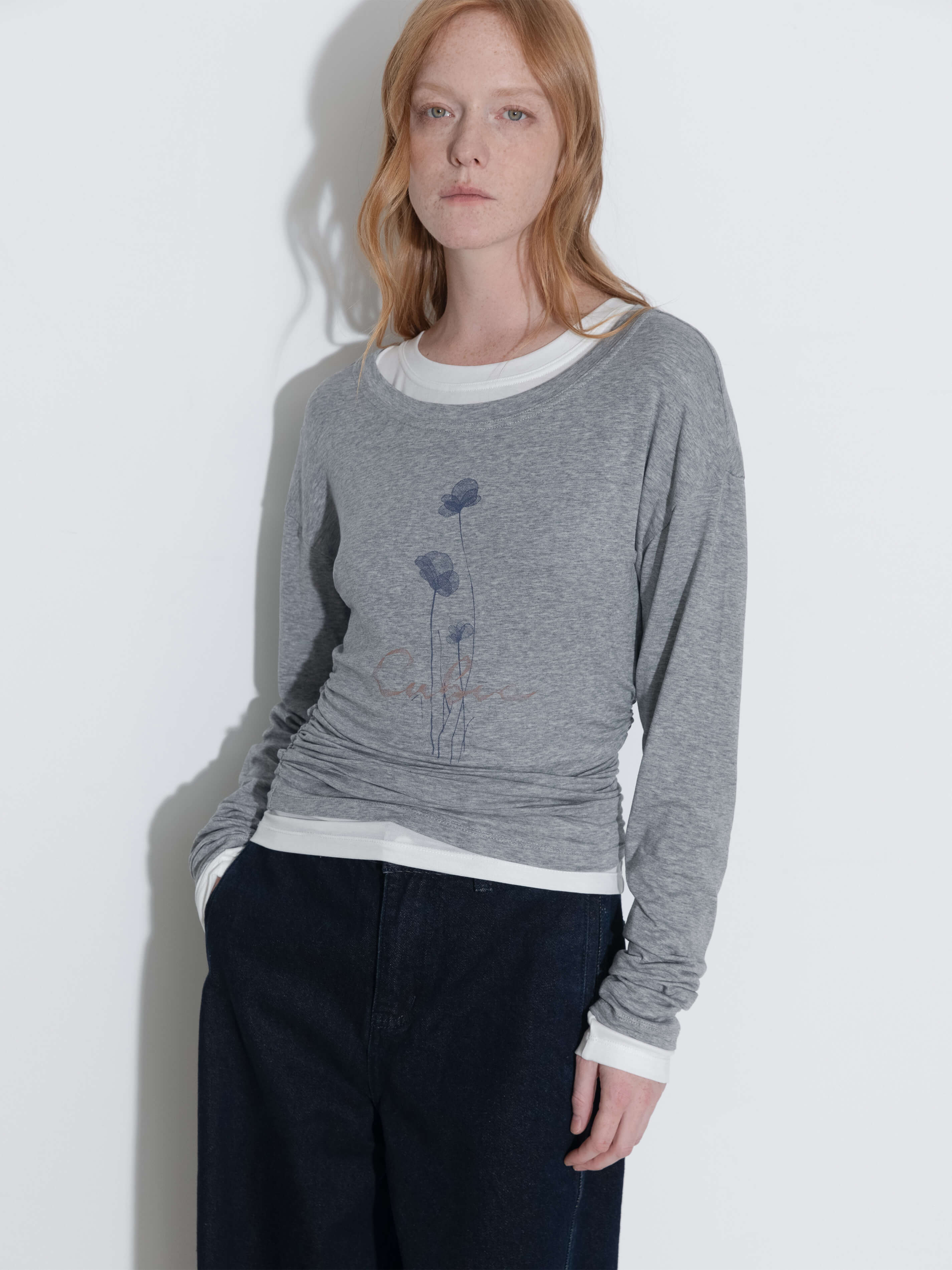Printed Tencel Long Sleeve Top-18