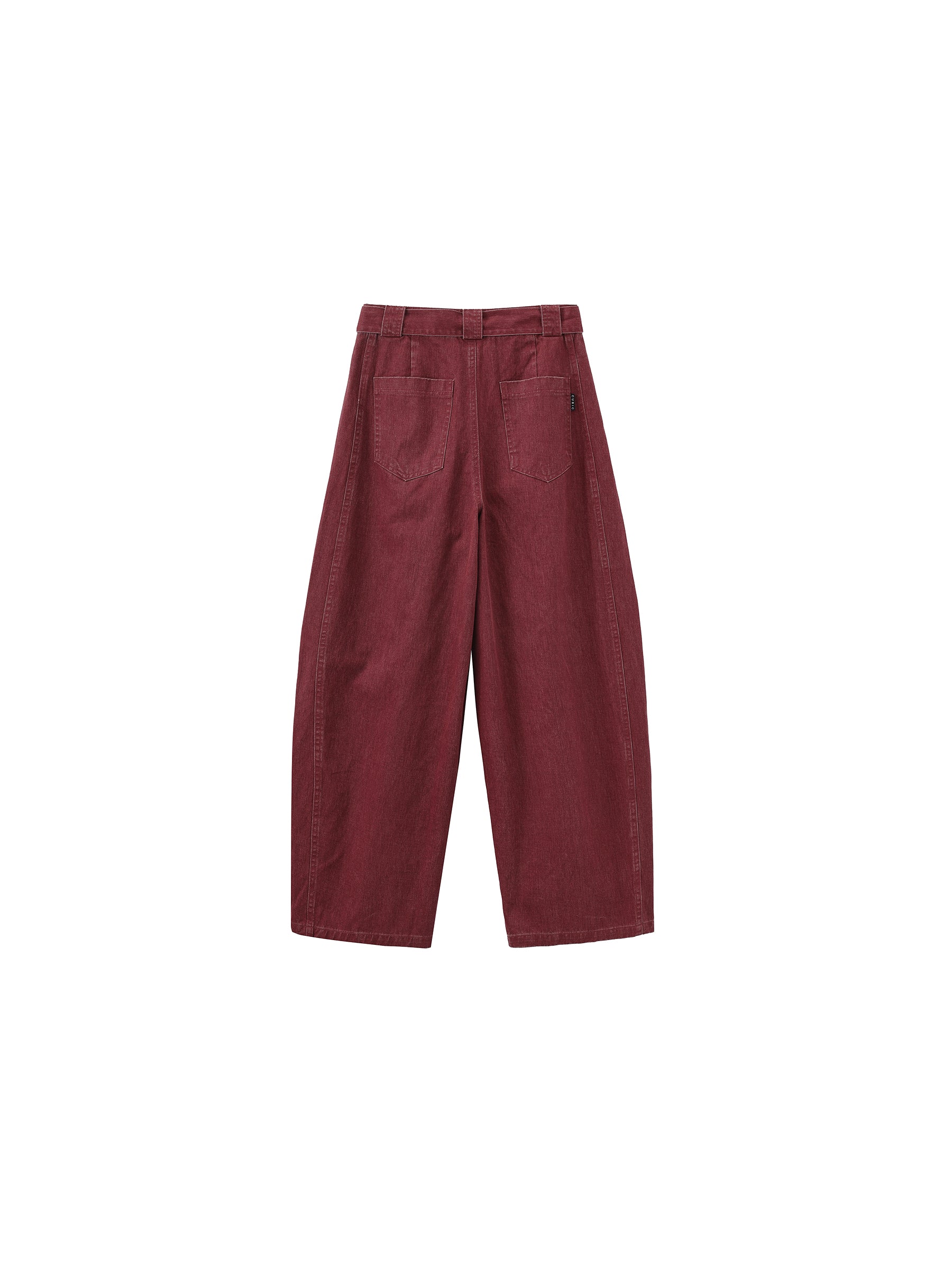 Wide Belted Tapered-Leg Denim Trousers-14
