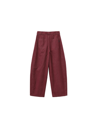 Wide Belted Tapered-Leg Denim Trousers