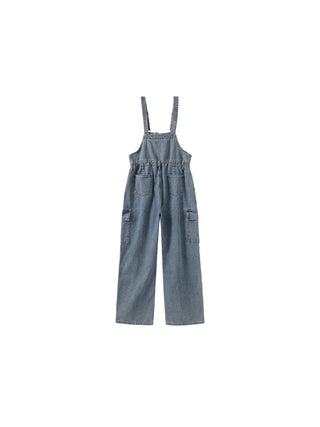 Denim Cargo Overalls
