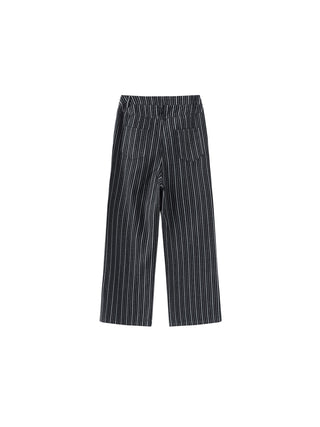Pinstriped Wide Leg Cropped Jeans
