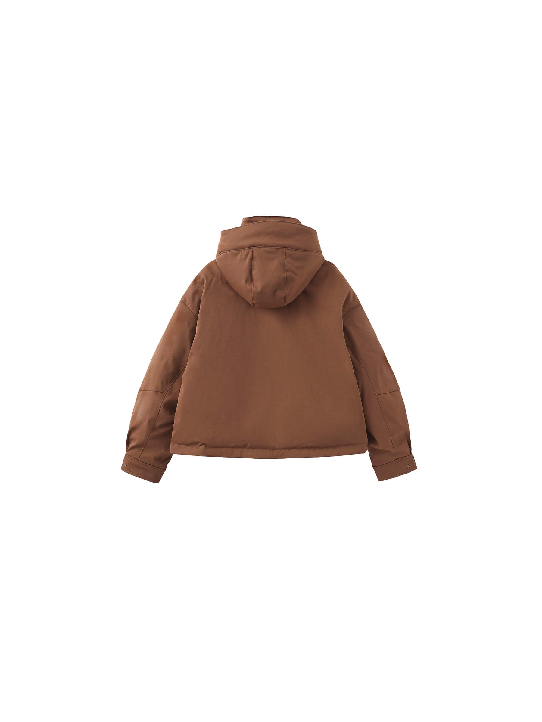 ONE BY CUBIC High Neck Short Loose Hem Down Jacket with Hood-16