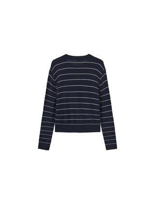 Striped Contrast Long-Sleeve Knit Cardigan