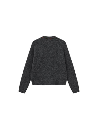 Wool-Blend Contrast Ribbed Cuff Cardigan