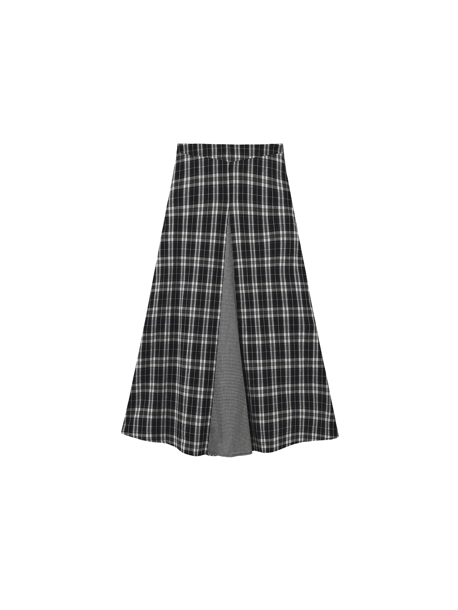 100% Cotton Patchwork Check A-Line Maxi Skirt-14