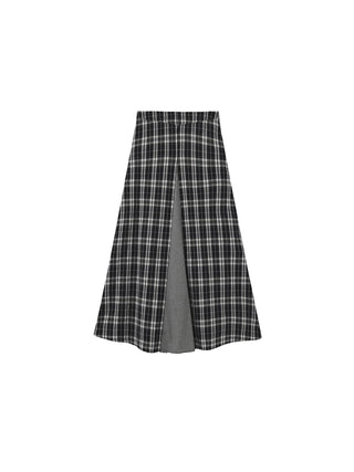 100% Cotton Patchwork Check A-Line Maxi Skirt