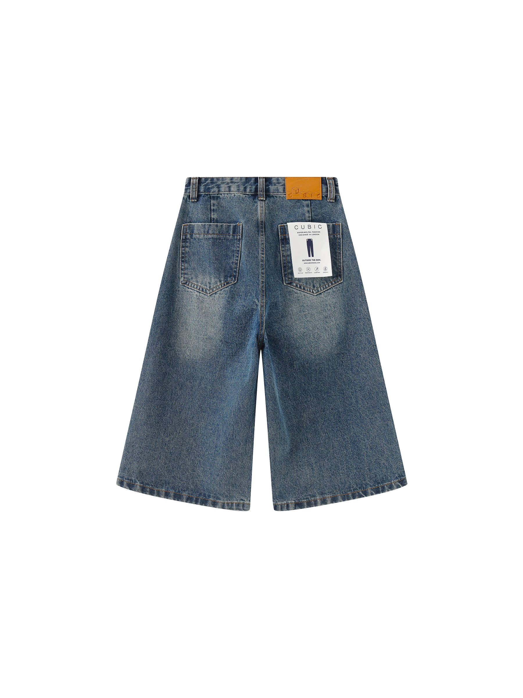 Loose Fit Knee-Length Denim Shorts-14