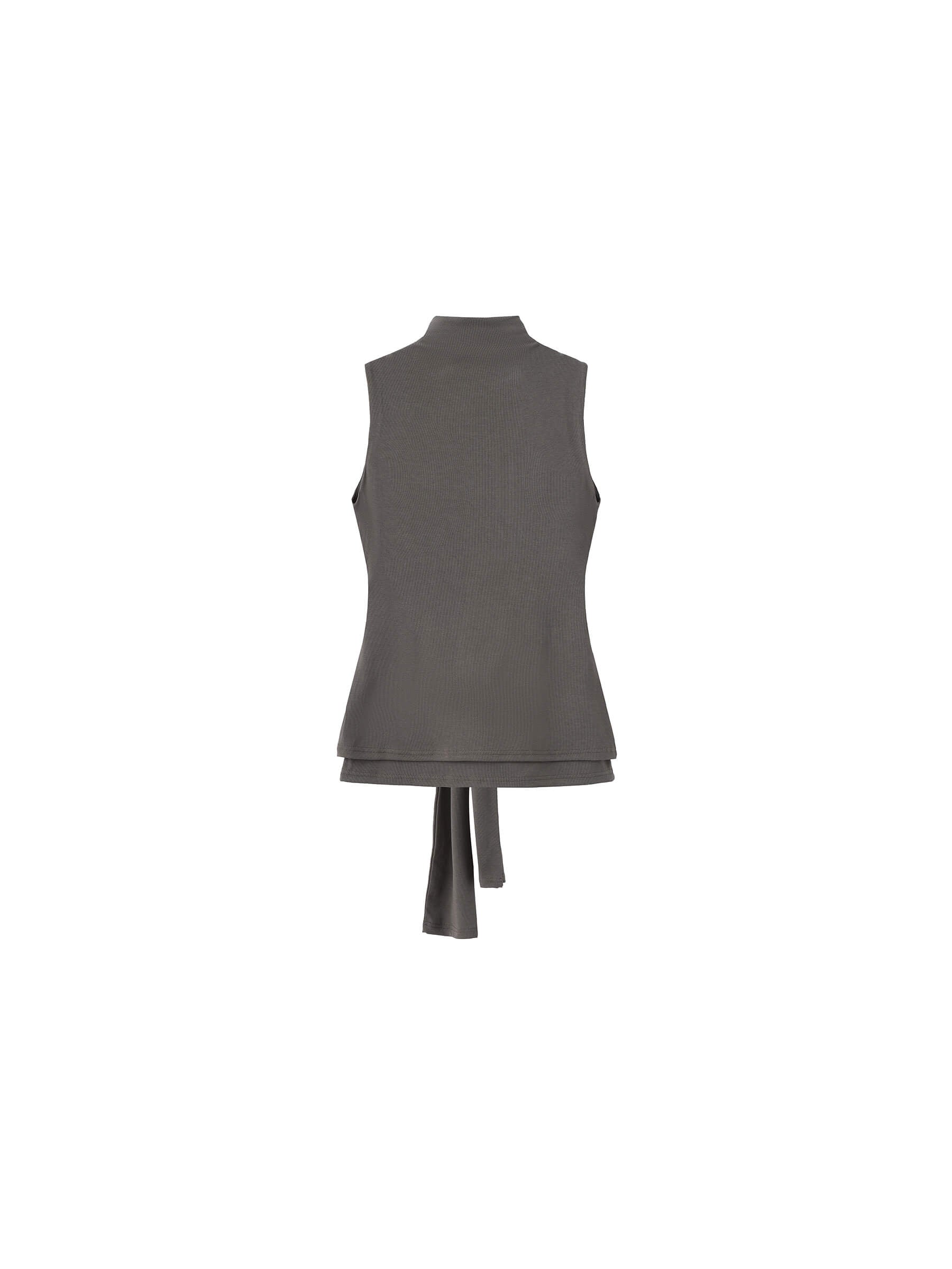 Tie-Detail Sleeveless Mock Neck Top-16