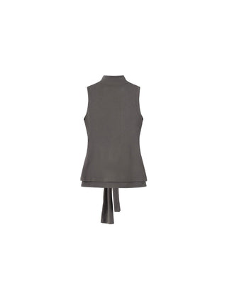 Tie-Detail Sleeveless Mock Neck Top