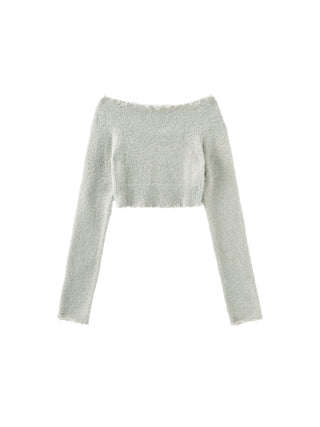 Off-Shoulder Long Sleeve Knit Crop Top