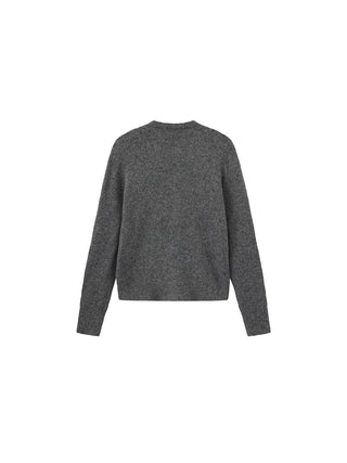 Crewneck Knit Button-Up Cardigan