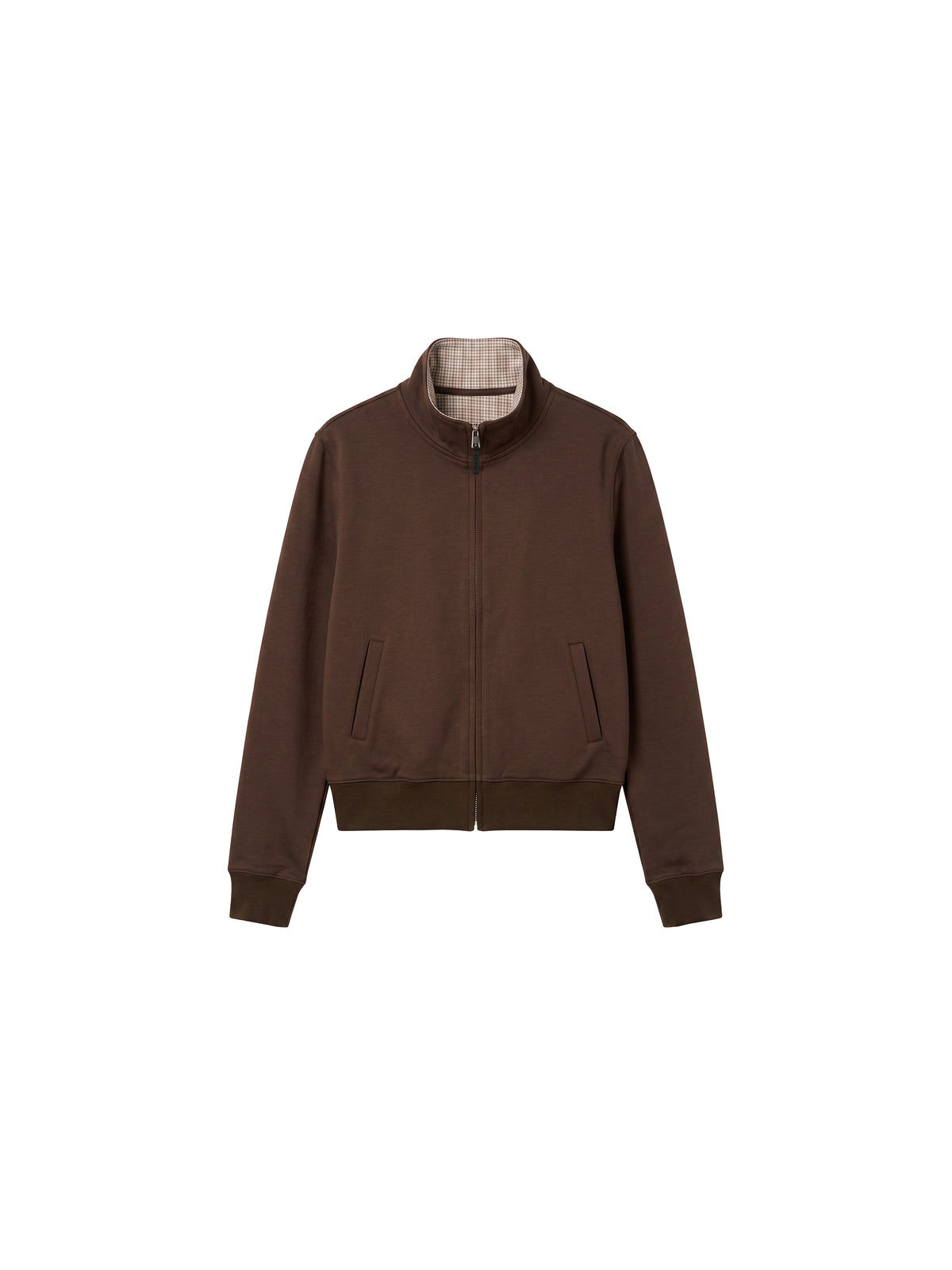 CUBIC Checked Collar Zip-Up Jacket-14