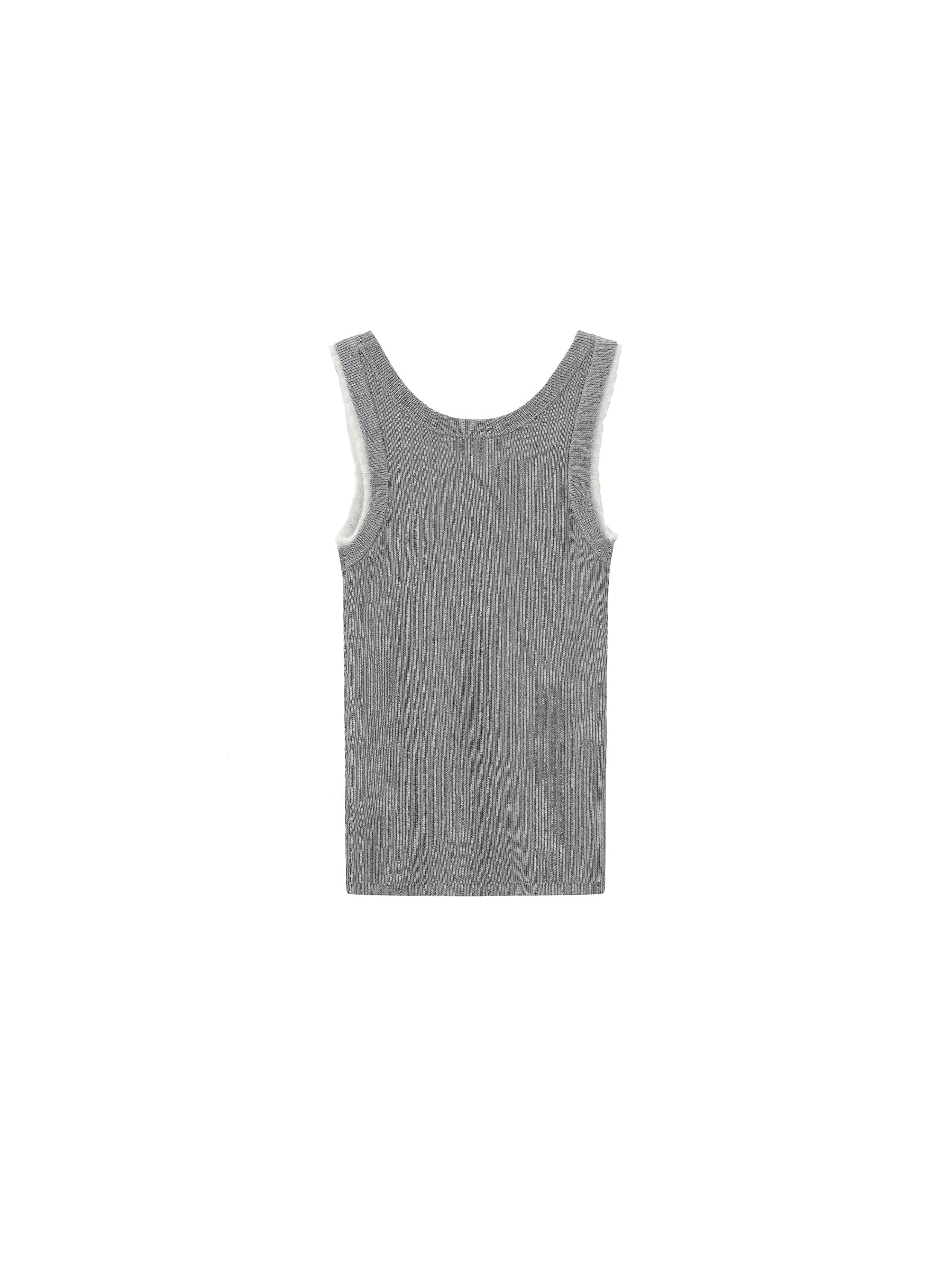 CUBIC Lace-trimmed Linen Knit Vest-14