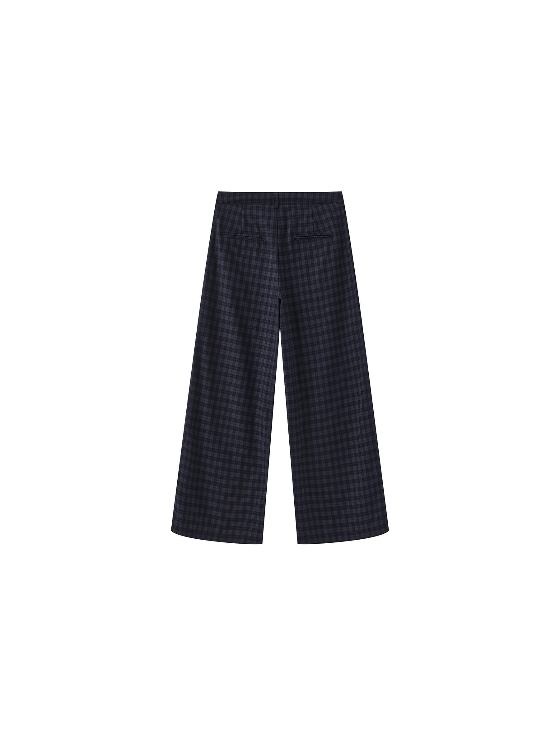 Drawstring Checkered Wide-Leg Casual Pants-16