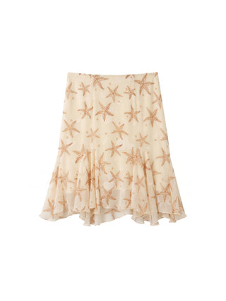 CUBIC Starfish Print Flare Midi Skirt