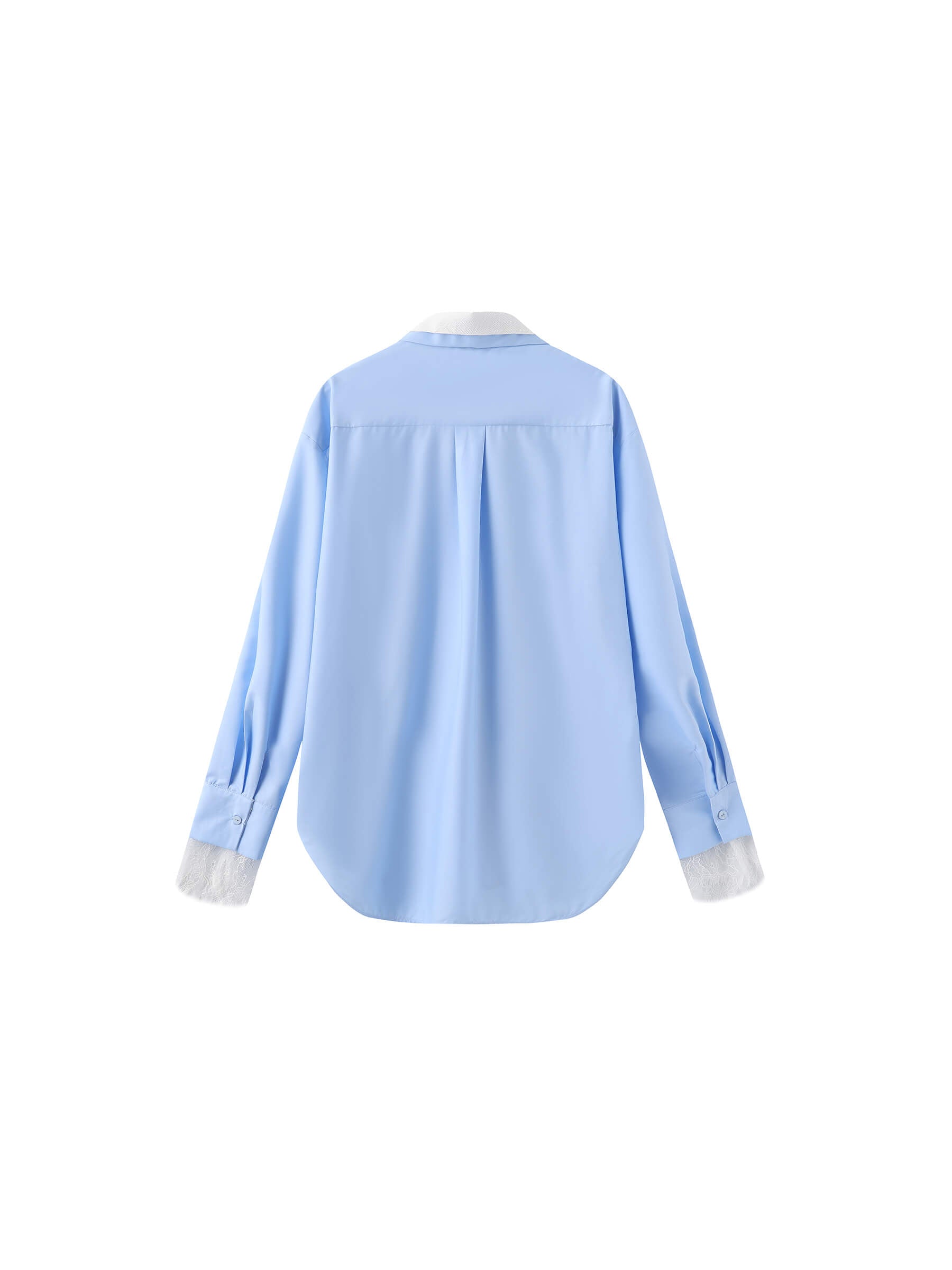 Double Wing Collar Shirt with Detachable Lace Collar-16