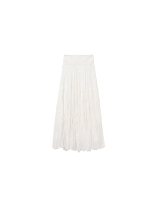 CUBIC Pleated and Gathered Design Tulle Skirt