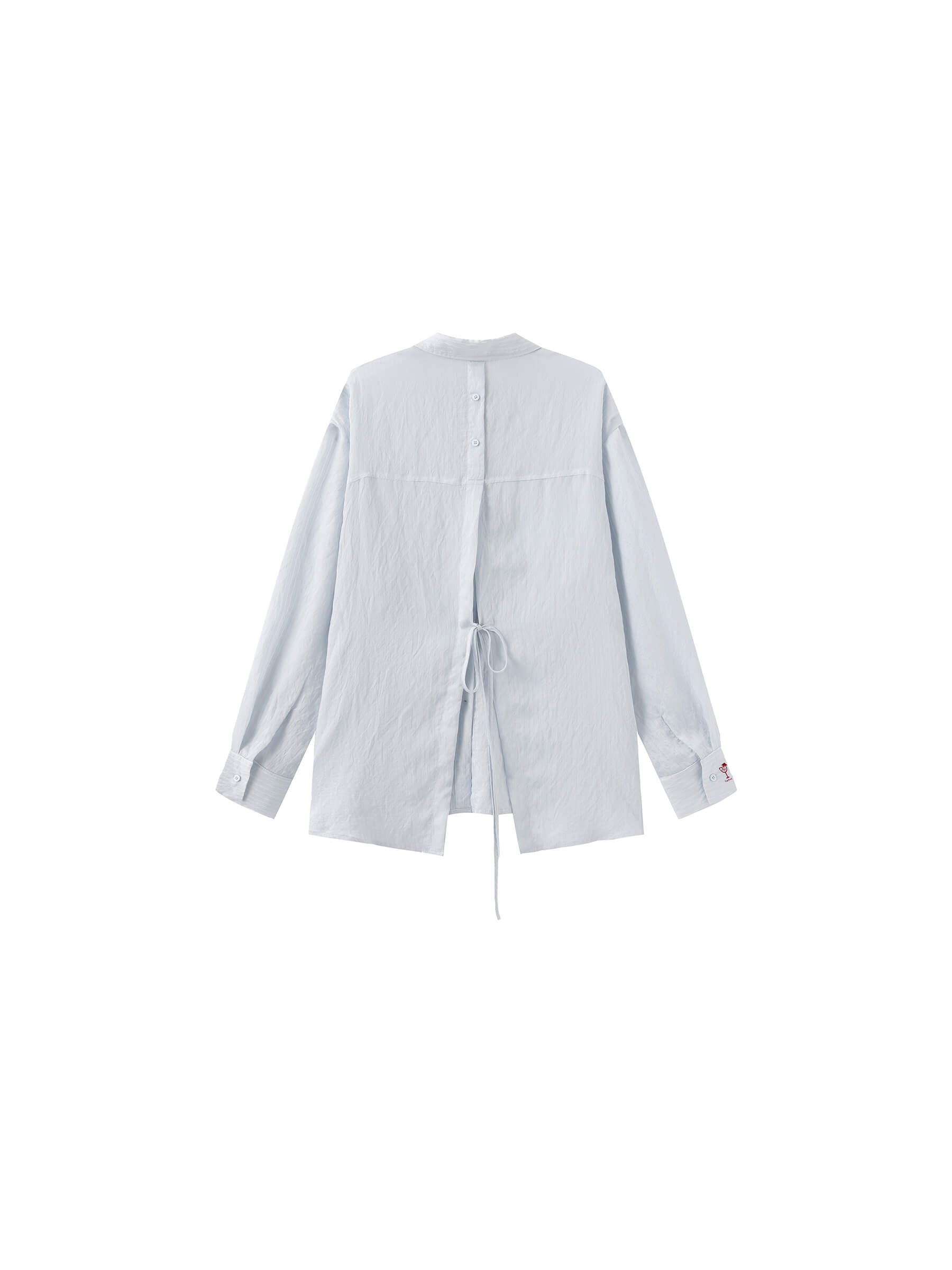 Semi-Sheer Oversized Striped Pattern Shirt-16