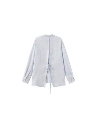 Semi-Sheer Oversized Striped Pattern Shirt