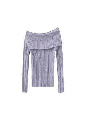 Off-Shoulder Long Sleeve Fitted Top