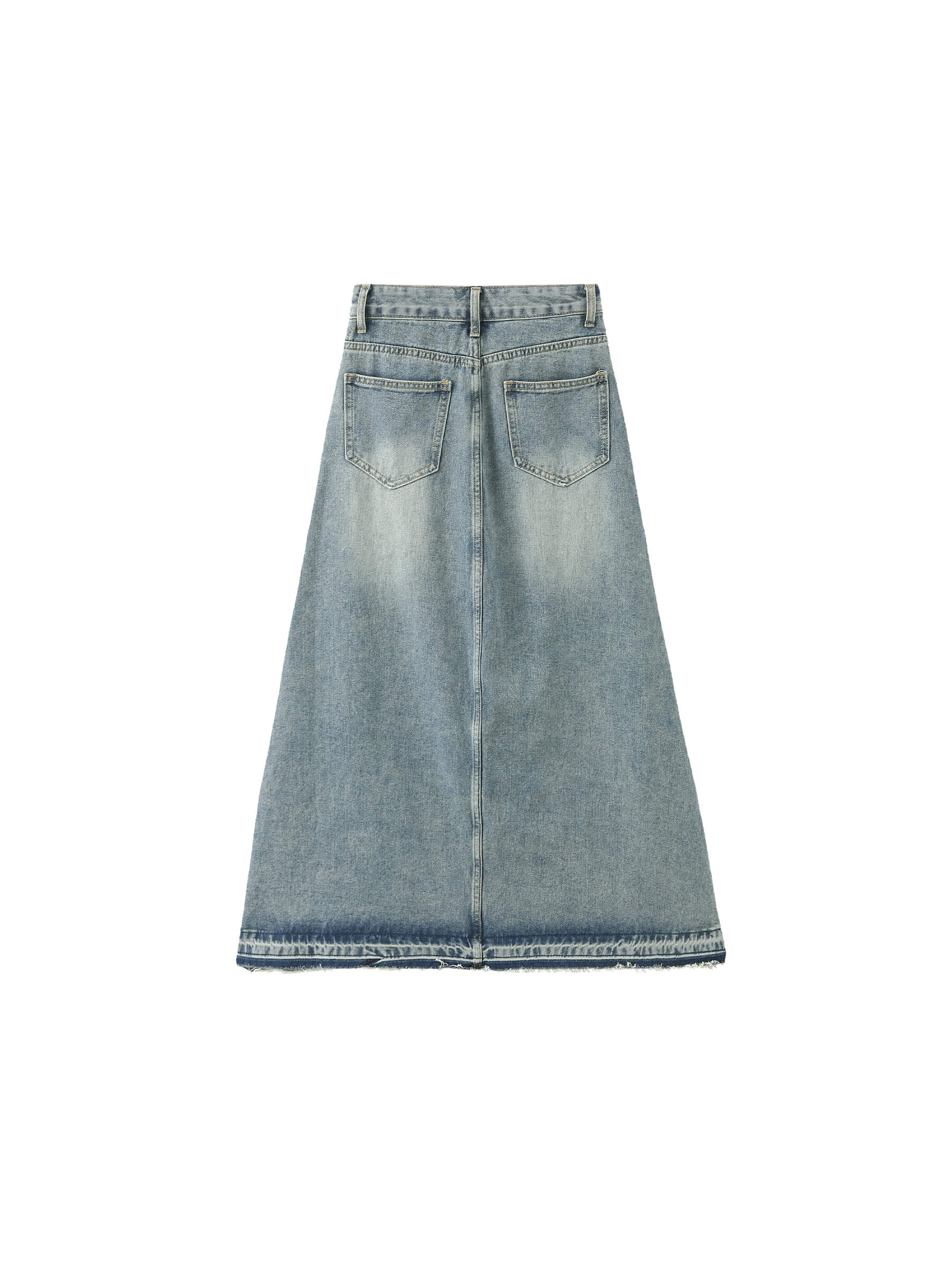 A-line Denim Maxi Skirt-16
