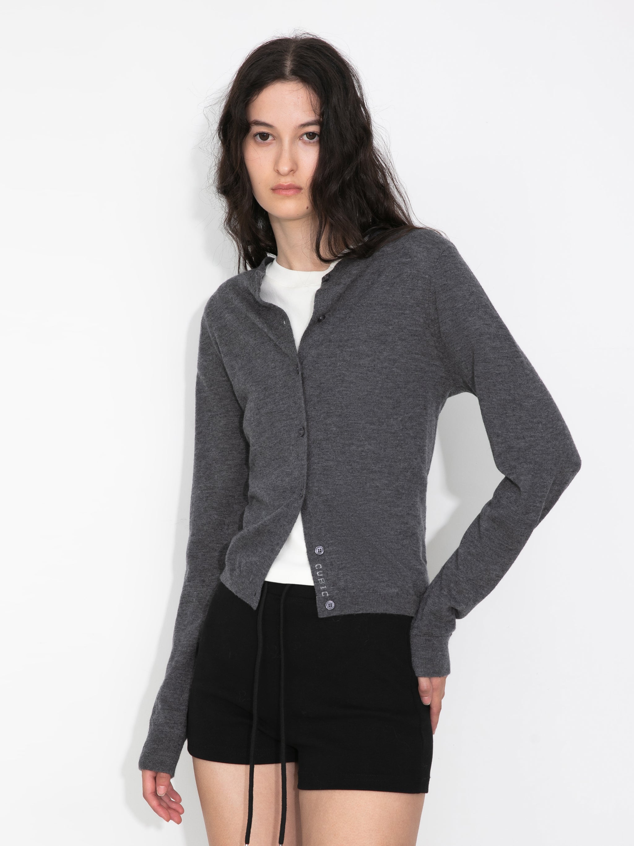 100% Wool Knit Cardigan with Crew Neck-14