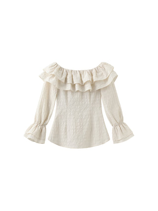 Frills Volume Off Neckline Shirt