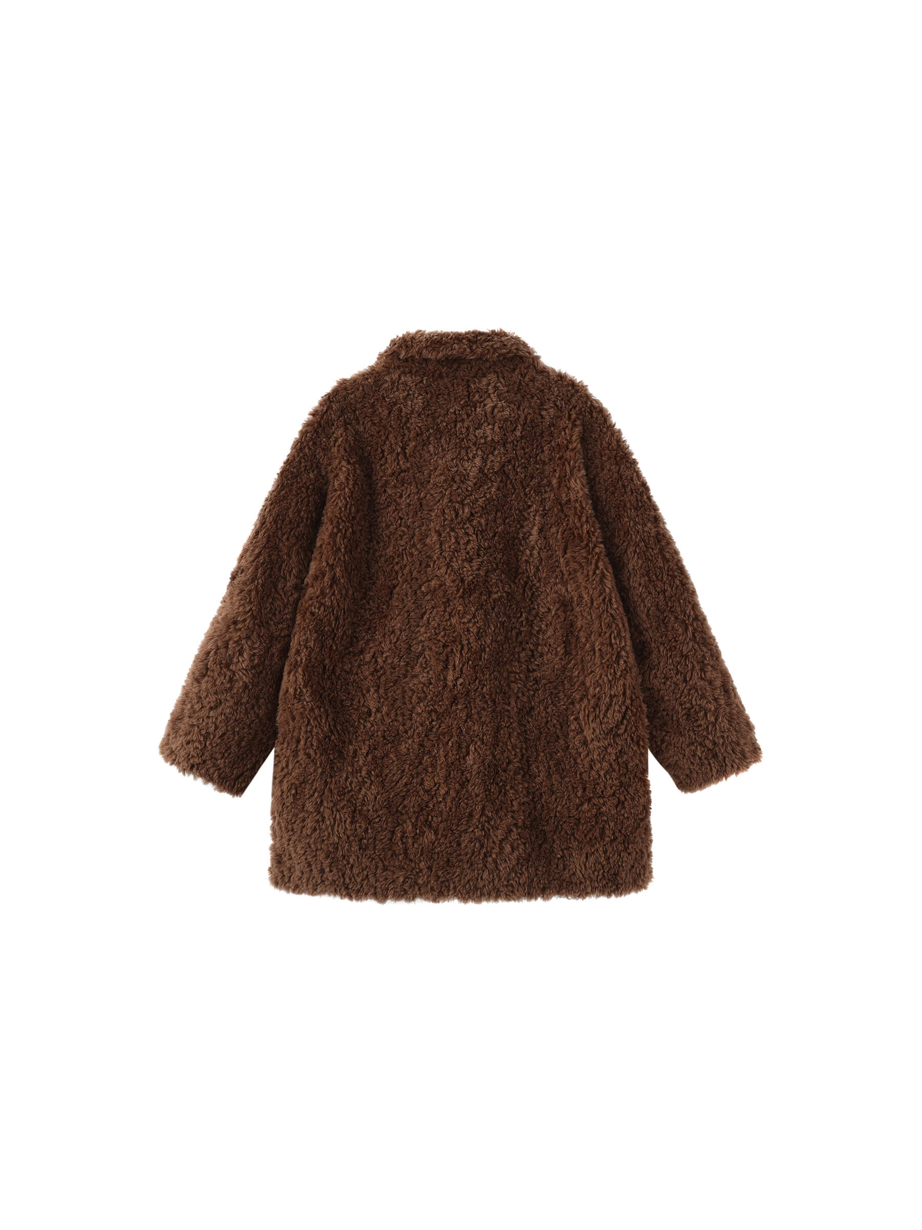 ONE BY CUBIC Hign Collar Furry 100% Wool Coat-14