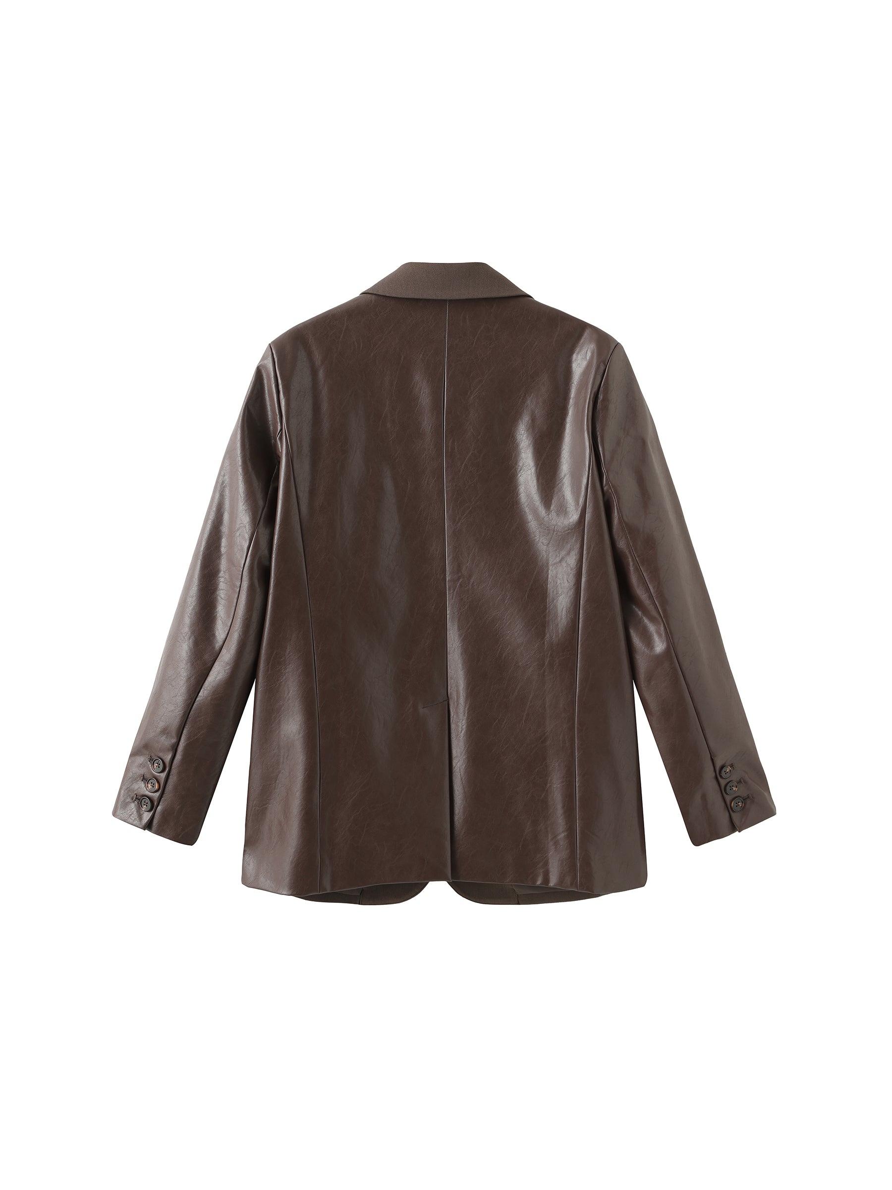 Faux Leather and Wool Oversized Blazer-16