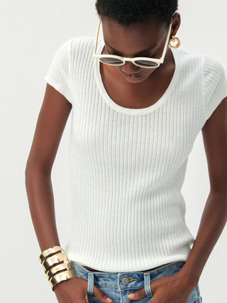 CUBIC Wool-Blend Ribbed Scoop Neck Knit Top