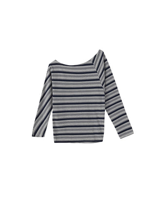 Off-Shoulder Striped Long-Sleeve Tee