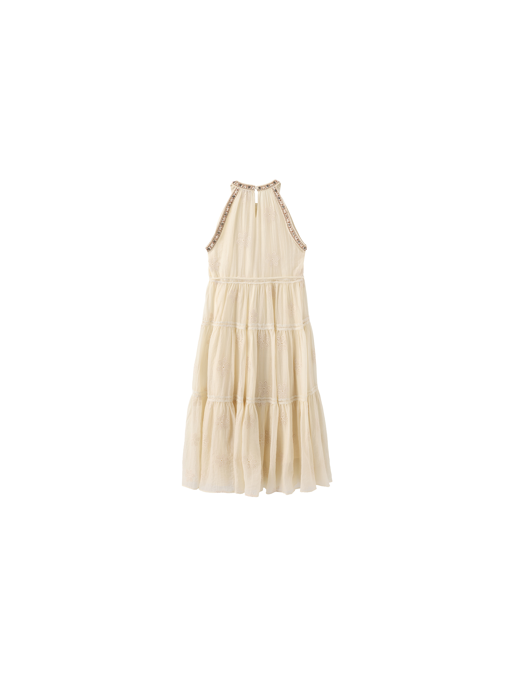 A-Line Halter Round-Neck Embroidered Maxi Dress-13