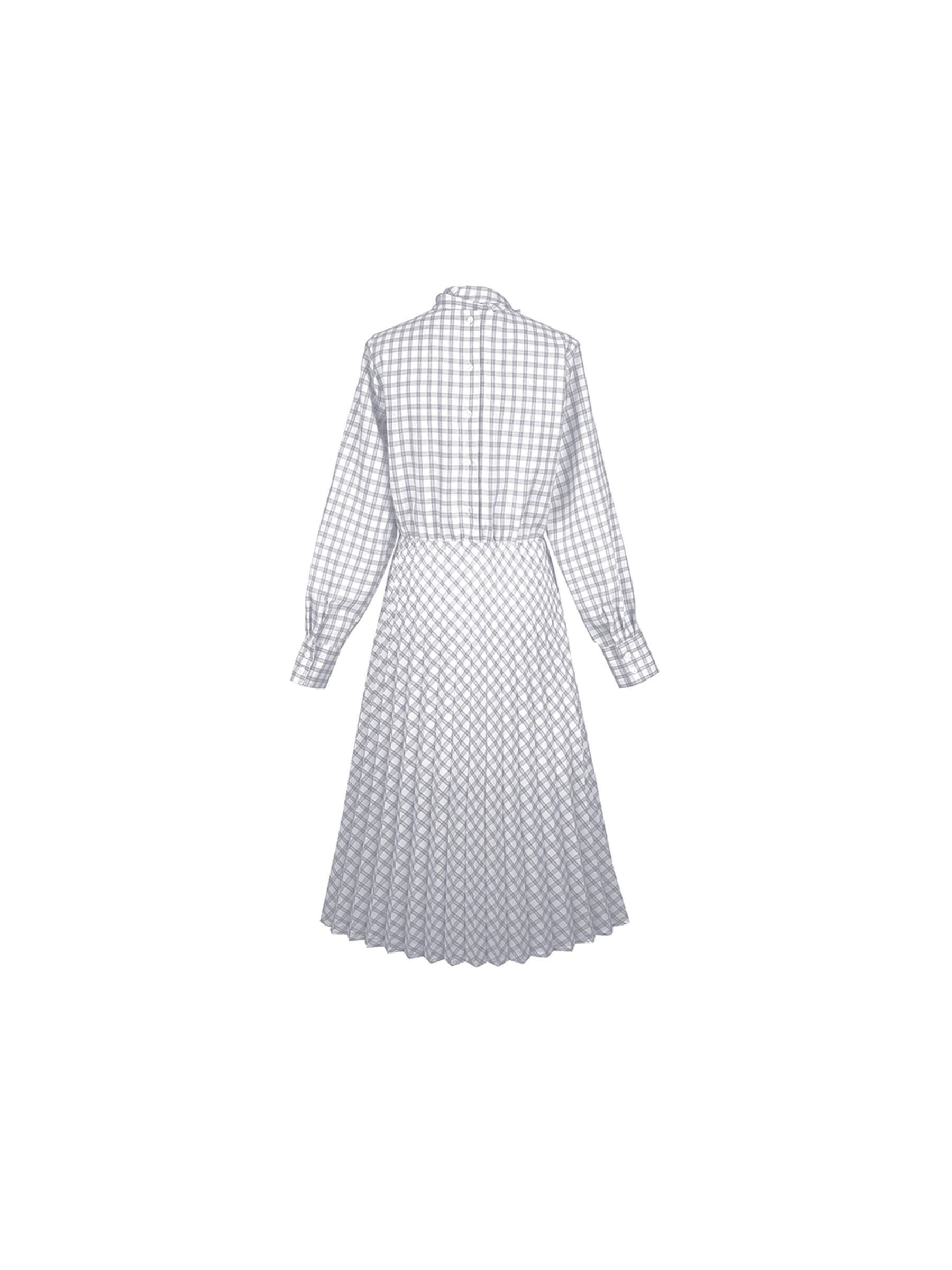 Tartan Neck Tie A-line Dress-16