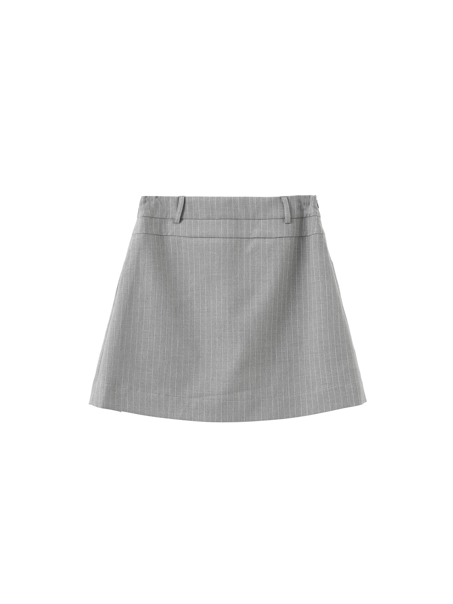 Pinstripe Pleated Mini Skirt-16
