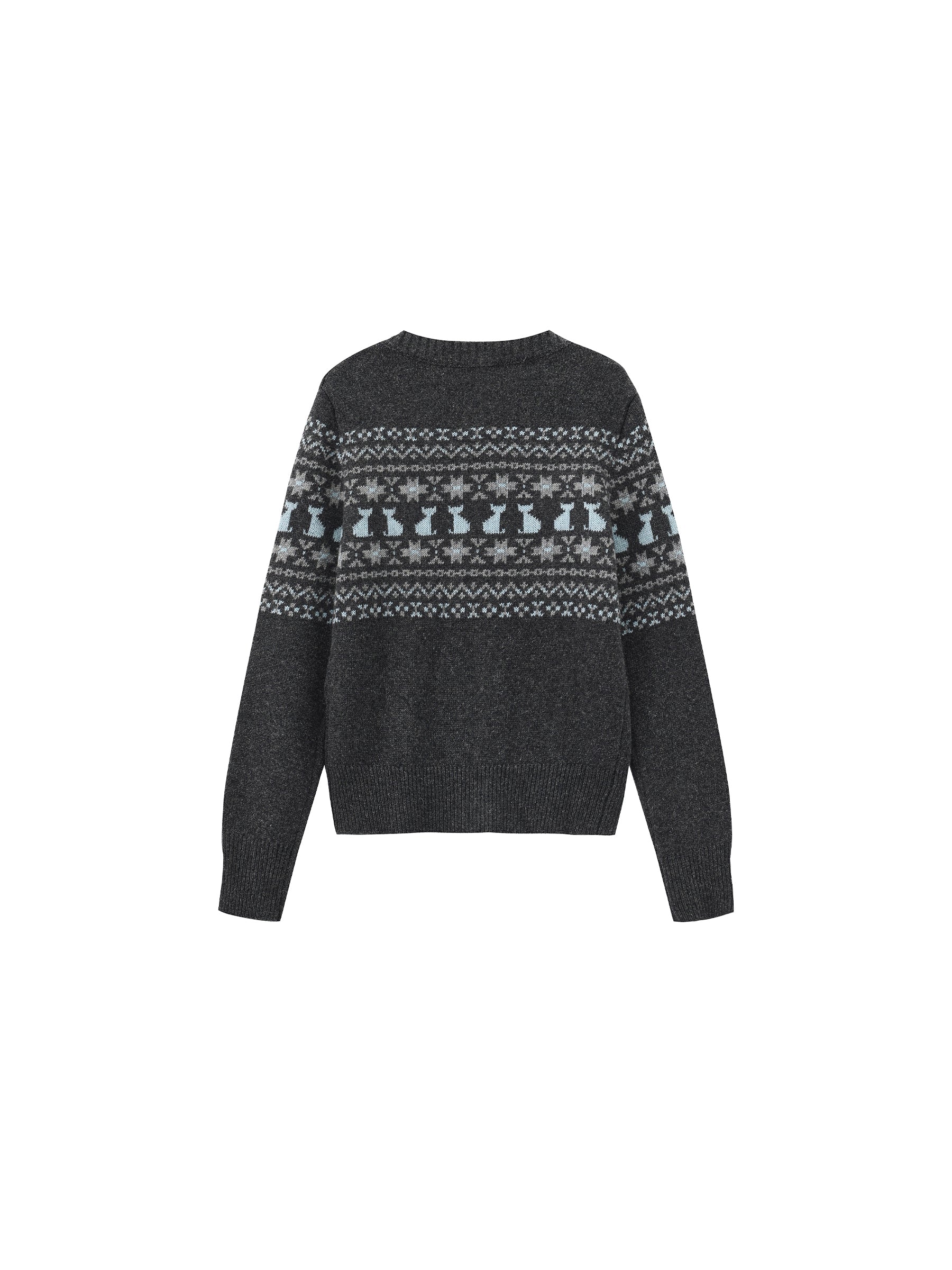 CUBIC Cat Print Fair Isle Wool-Blend Cardigan-17