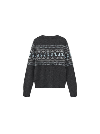 CUBIC Cat Print Fair Isle Wool-Blend Cardigan