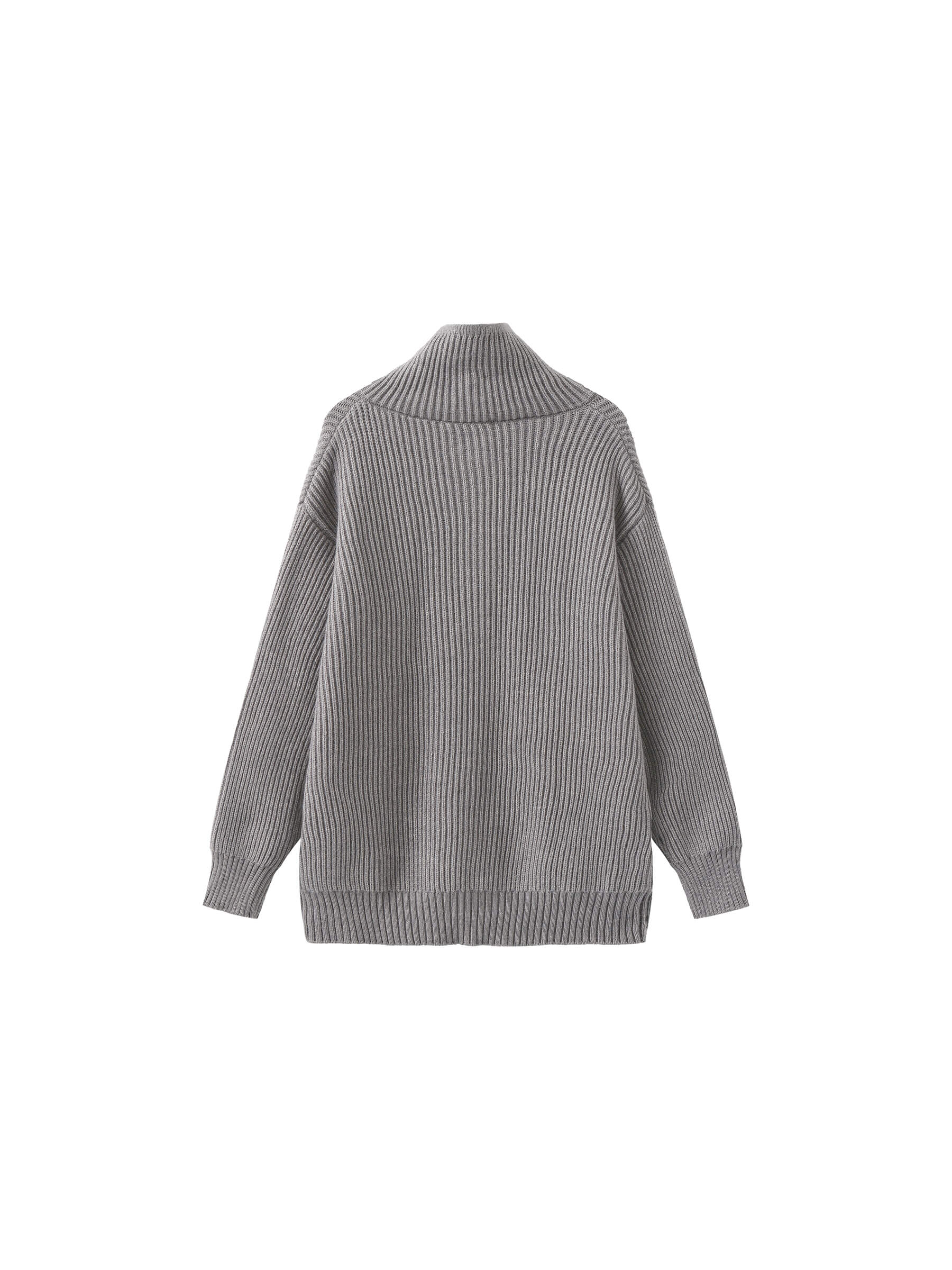 High Neck Boxy Knit Cardigan-16