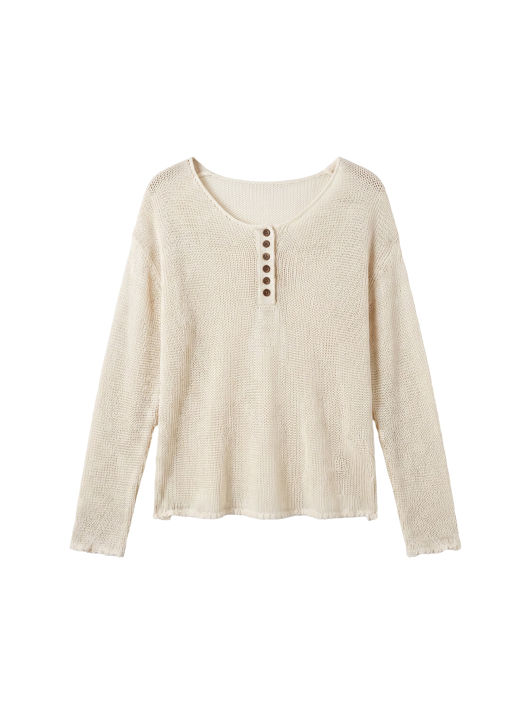 CUBIC Button Detail Open-Knit Top-13