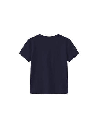 Cropped Letter Embroidered T-shirt
