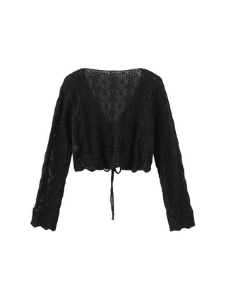 Thin Knit V-Neck Drawstring Top