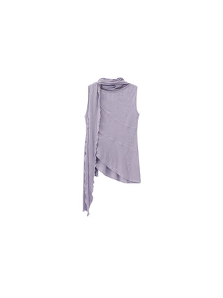 Asymmetrical Tie-Neck Flowy Sleeveless Top