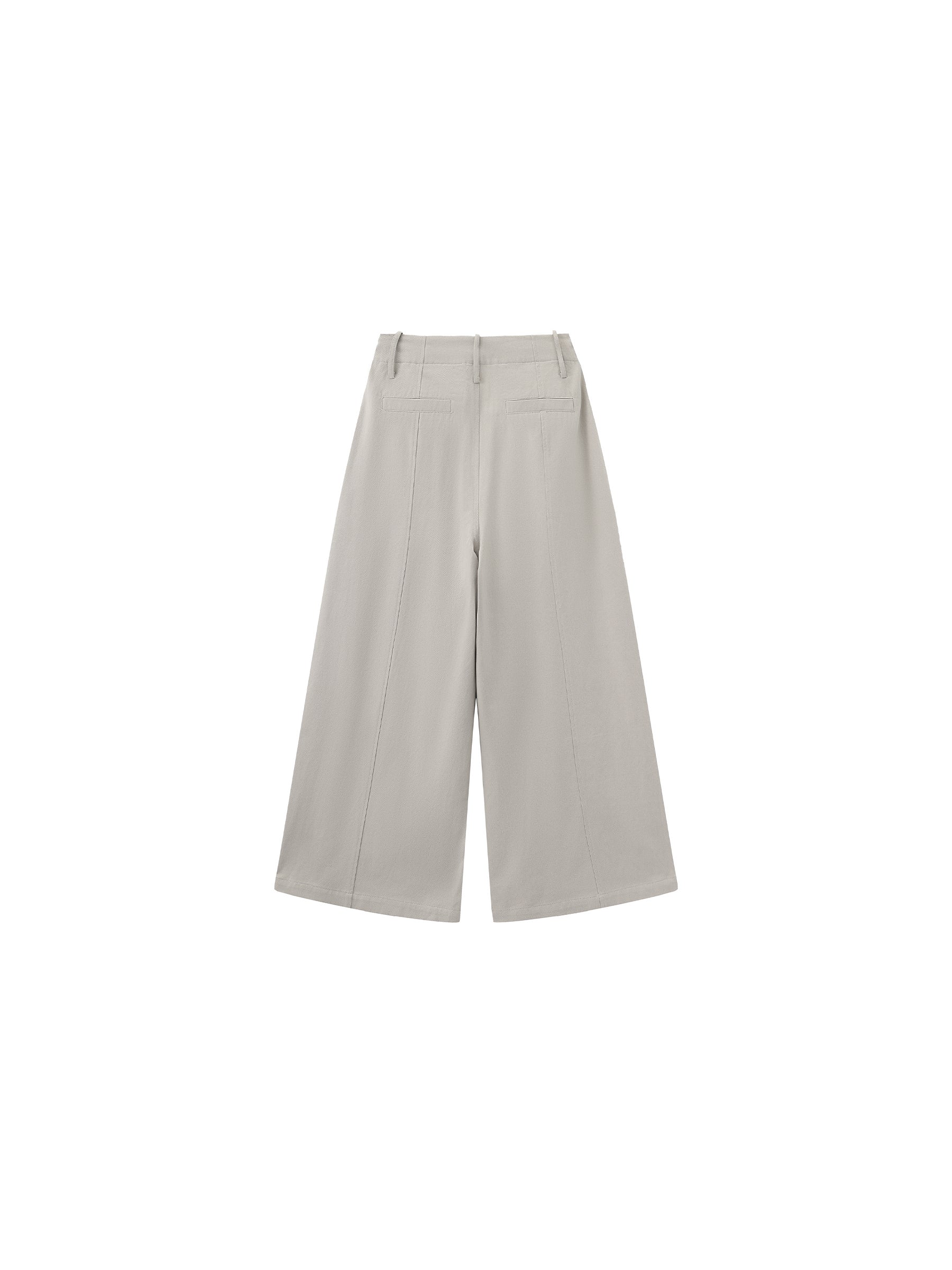100% Cotton High-Waisted Wide-Leg Casual Trousers-13