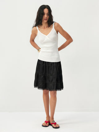 CUBIC Lace Tiered Satin Mini Skirt