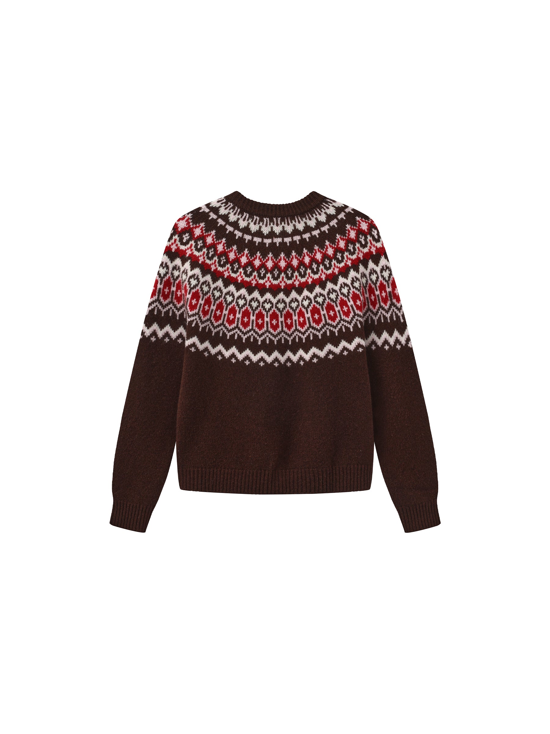 100% Wool Fair Isle Wool Knit Cardigan-16