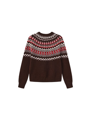 100% Wool Fair Isle Wool Knit Cardigan