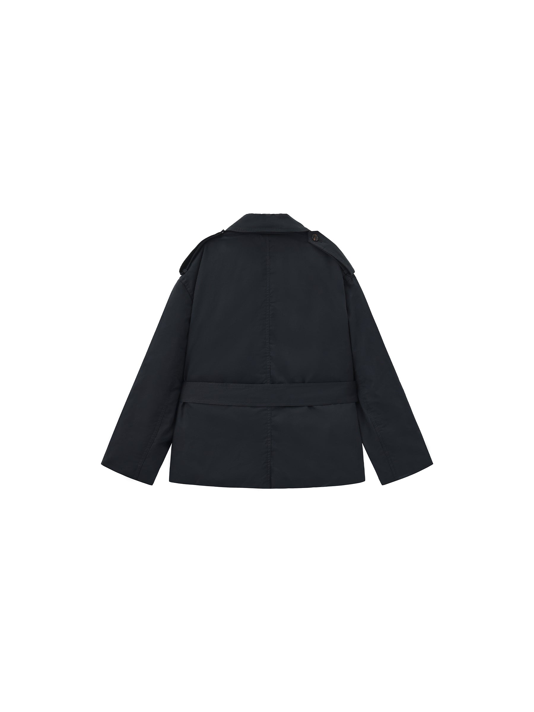 Dark Oversized Waist-Cinched Down Coat-14