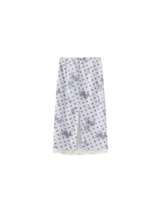 Lace Patchwork Floral Printed Skirt